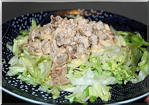 Chicken salad with pineapple.